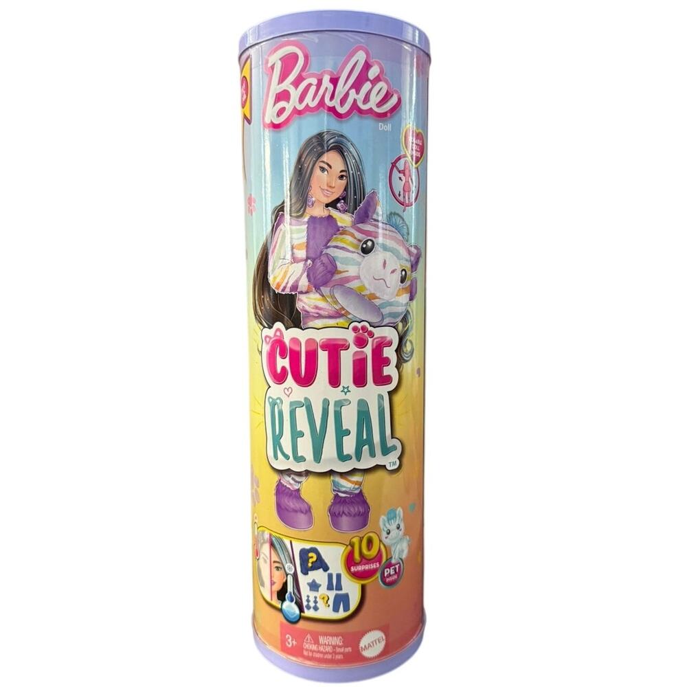 Barbie Cutie Reveal Doll with 10 Surprises & Plush Animal Costume – New